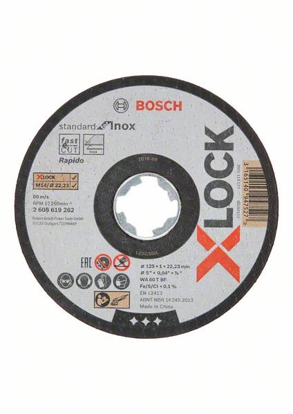X-LOCK Standard for Inox 125 x 1 x 22,23 mm - 2 608 619 262 - Rezací kotouc